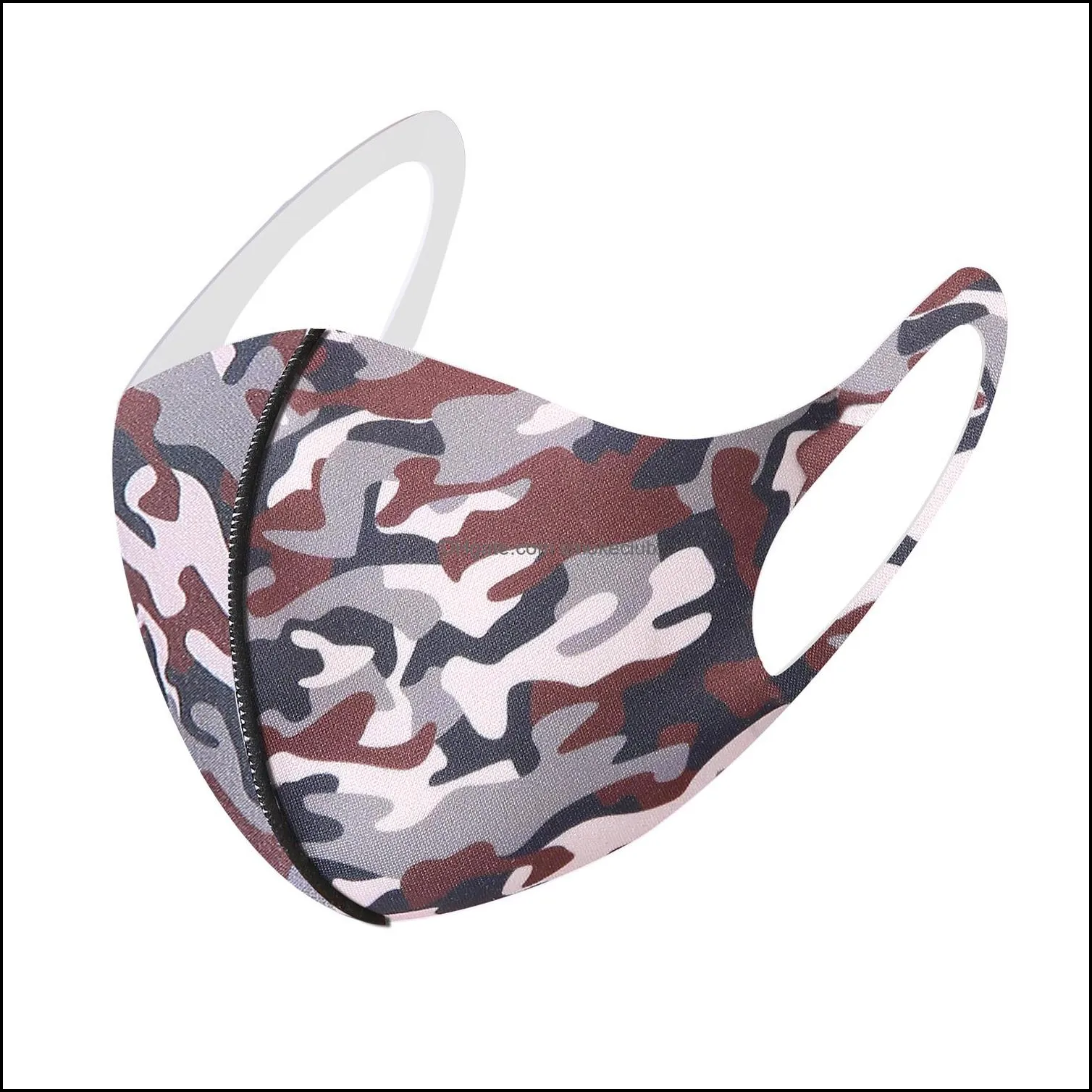 Adult And Kids Camouflage Face Mask Ice Silk Material Anti Dust Mouth Muffle Reusable Camo Face Masks ZZA2091 120Pcs