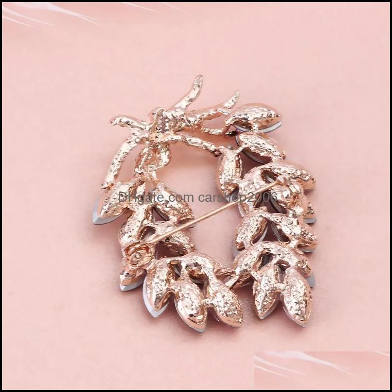 Pins, Brooches FARLENA Fashion Crystal Poolive Leaf Brooch Pins Luxury Rhinestones For Women Jewelry Accessories