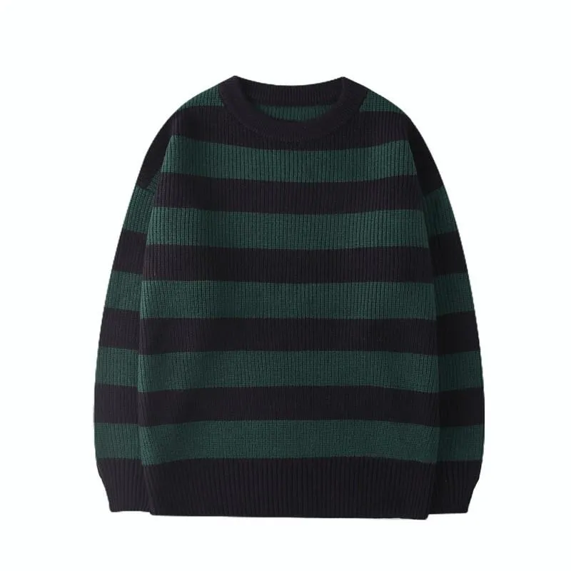 Men's Sweaters 2022 Autumn Vintage Knitted Sweater Women Harajuku Casual Cotton Pullover Tate Langdon Same Style Green Striped Tops