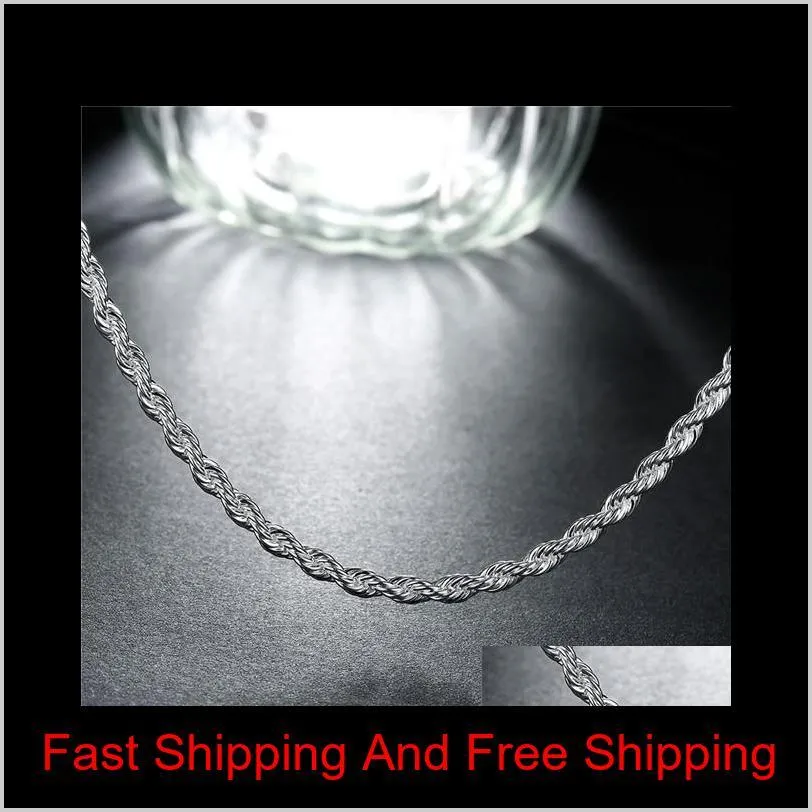 new arrival flash twisted rope necklace men sterling silver plate necklace stsn067,fashion 925 silver chains necklace factory direct
