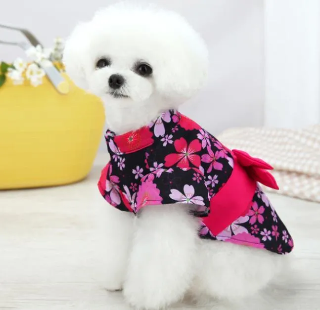 Hundkl￤der japansk stil Yorkshire kl￤nning kl￤der sommarvalp skjorta Yorkies pomeranian liten poodle bichon schnauzer kl￤ddr￤kt