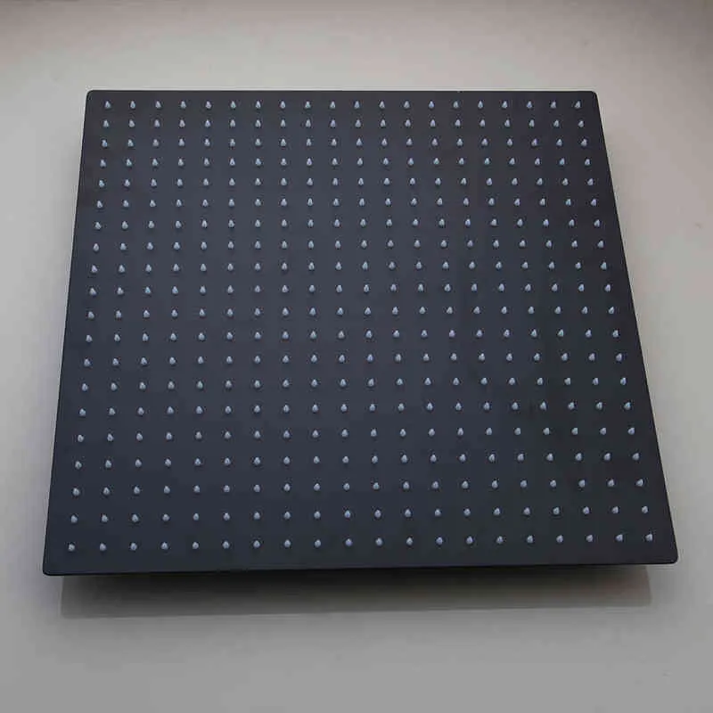 Ultra Thin Square Black LED Rain Shower Head: Stainless Steel, Wall ...