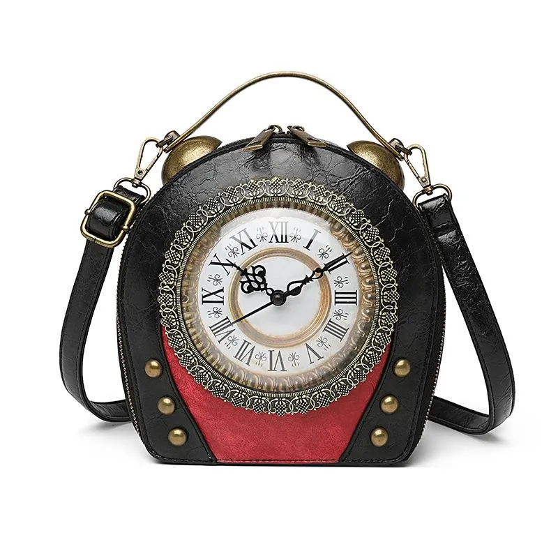 Steampunk Round Motorcycle Bag Metal Clock Decor Crossbody - Temu