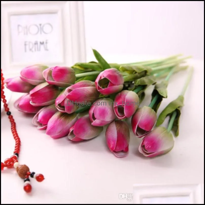 Latex Tulips Artificial PU Flower bouquet Real touch flowers For Home decoration Wedding Decorative Flowers 11 Colors Option LX5932