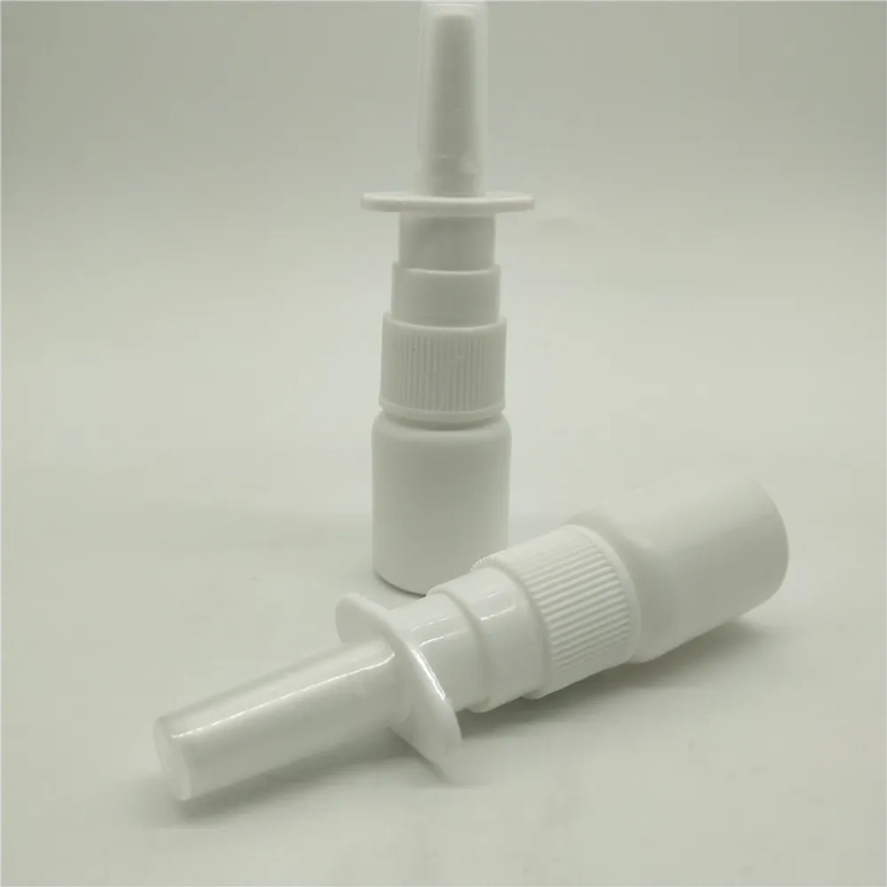 100pcs / parti 5ml 0.17oz 5cc HDPE Plastin Mini Pocket Nasal Spray Pump Wash Bottle