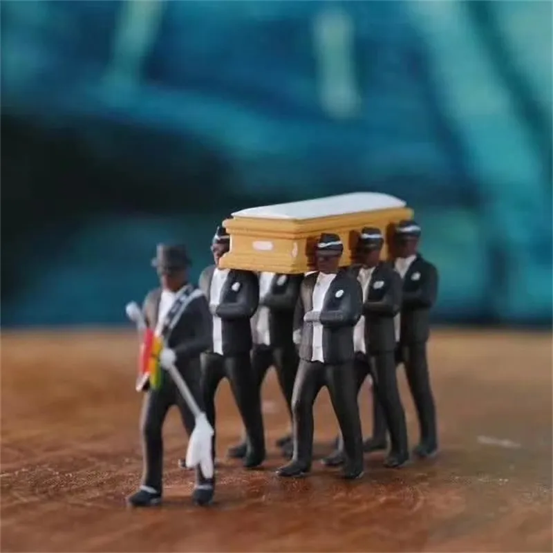 1:64 High Simulation Gana Funeral Funeral Dancing Pallbearer Team Modelo Exquisite Obra Ação Figura Decoração Do Carro 6 V2