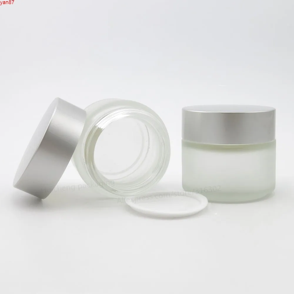 6 x 100g POT DE CRÈME COSMÉTIQUE EN VERRE GIVRÉ AVEC COUVERCLE EN ARGENT VENTE EN GROS 100 ml 100cc Récipients en verre quantité de marchandises