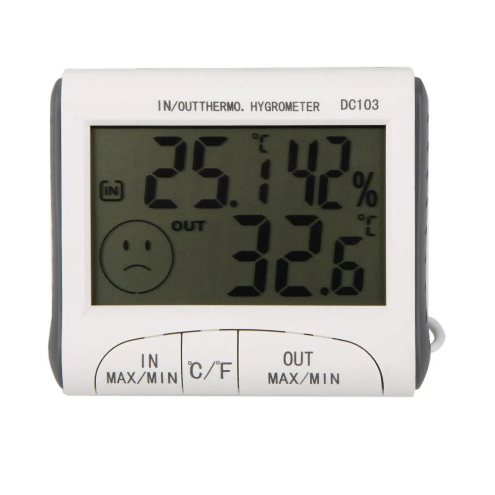 2021 Temperaturfuktighet LCD Digital termometer Hygrometermätare W / Wired Extern Sensor Elektronik