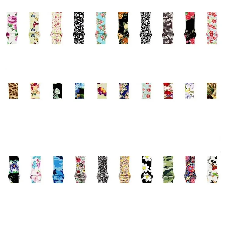 Bandes de fleurs florales de nouvelles couleurs pour Apple Watch Series 4 3 2 1 40 mm 44 mm, bracelet imprimé en silicone pour IWatch Series 4 3 2 1 38 mm 42 mm
