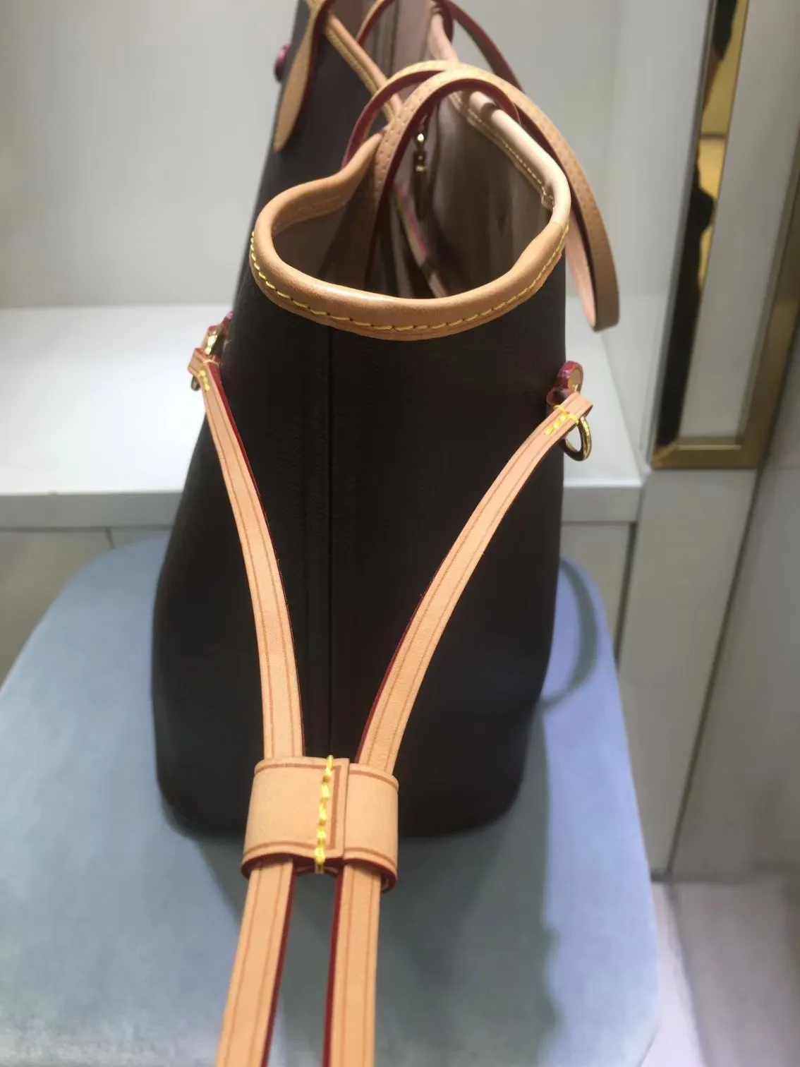 TAHITIENNE Womens Brown Leather Tote Bag High Quality Designer