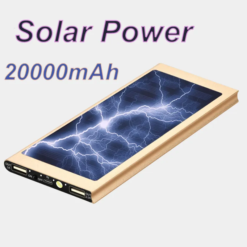 20000mAh Cargador Mini Solar Portatil Para Celular Bateria Externa