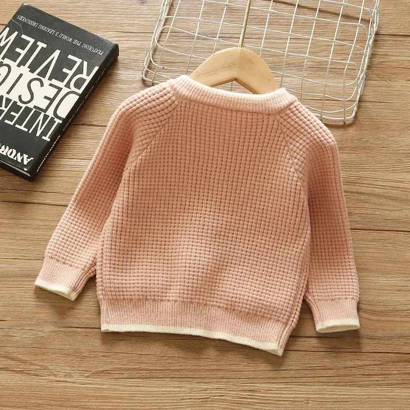 Luckinbaby Toddler Baby Girls Boys Knit Sweaters Solid Color Long Sleeve Pullover Sweatshirt Causal Fall Winter Clothes