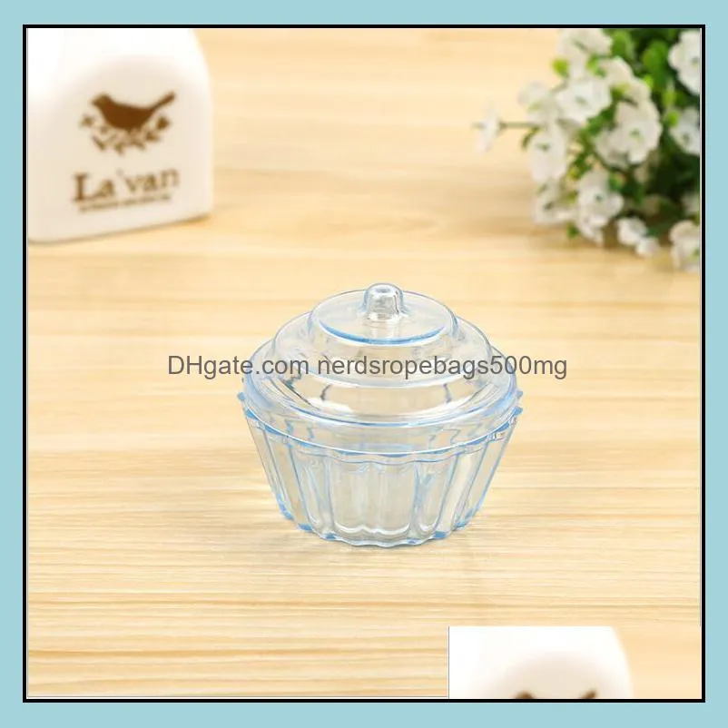 30 pcs Free Shipping Transparent Plastic Cake Shape Candy biscuit Box Birthday Party Gift Wrapping Container Small Jewelry Bank