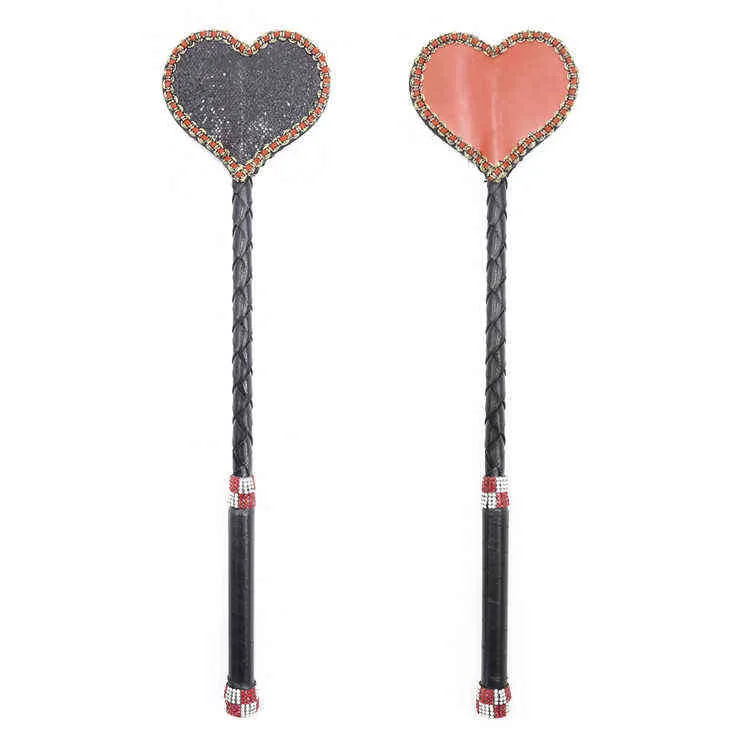 Nxy Adult Toys Fun Racket Peach Heart Flash Prop Nightclub Performance Walking Stick Women's Appliance Leather 220218