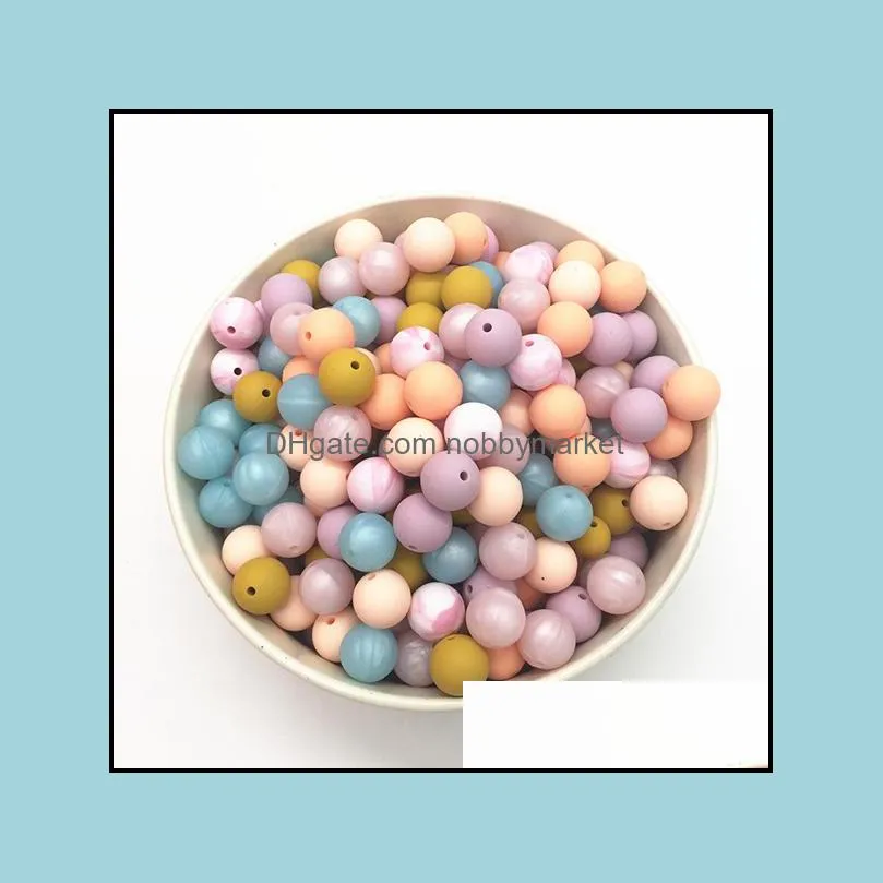 9mm Silicone Beads Food Grade Teething Beads Nursing Chewing Round Loose Beads Colorful DIY Necklace Teether Jewelry Sensory