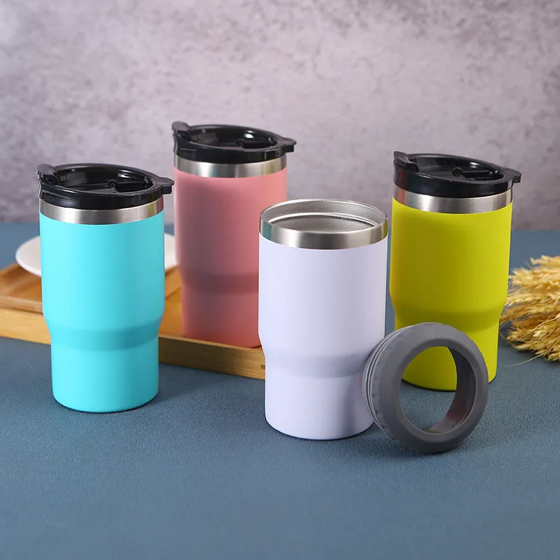 12oz Tumbler 2 in 1 Cur Cup Can Coolers with two Lids Stainless Steel Water Bottle Insulation Coffee Mug A02