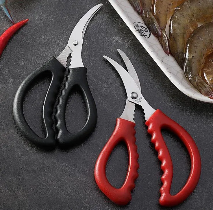 Stainless Steel Seafood Scissors Shrimp Deveiner Shellfish Food Shears Cut Tool
