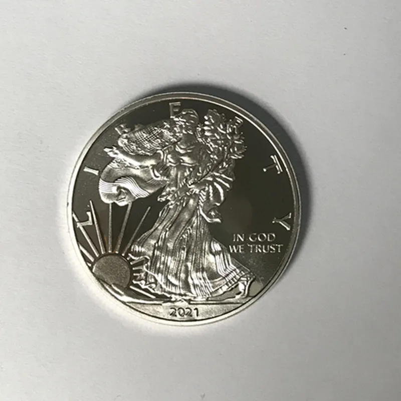 Mais novo 100 PCS Non MagneitC 2021 Liberdade Americana Estátua 1 oz Prata Banhado 40 mm Eagle Animal Decoração Arte Collectible Coin Frete Grátis