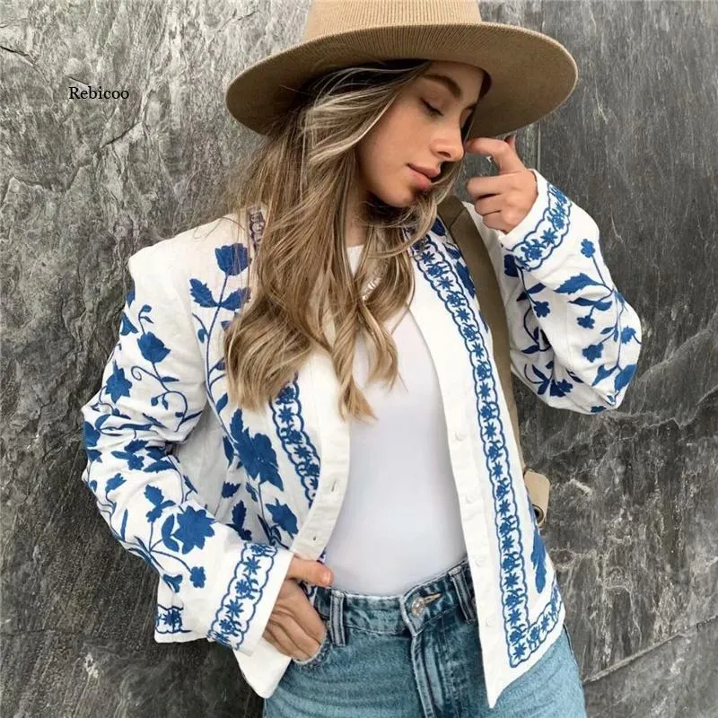 Blue cotton jacket ladies on sale