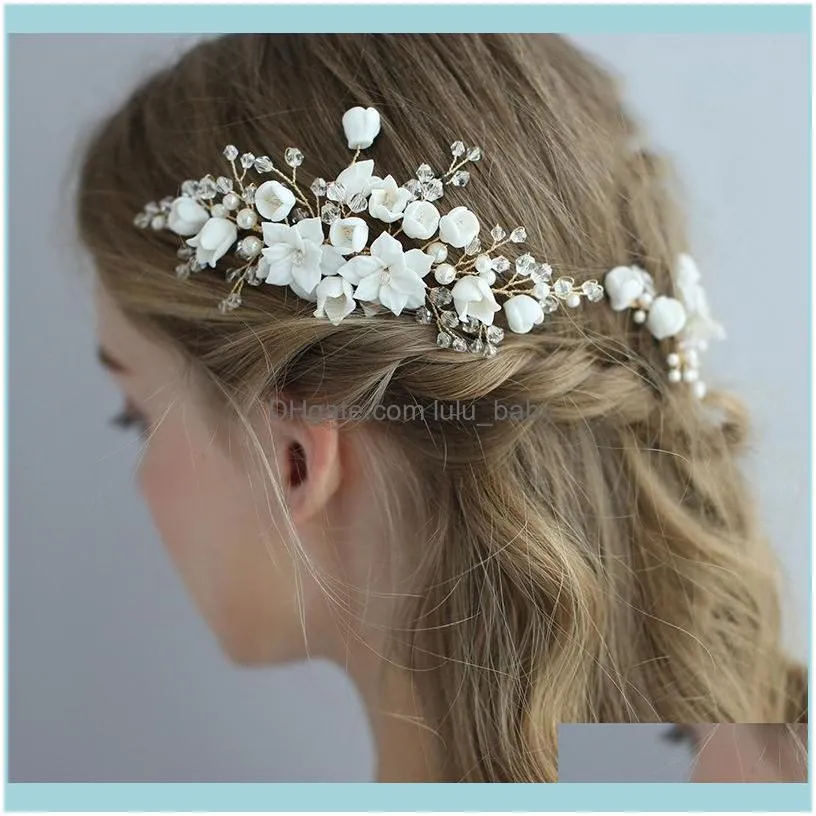 Hair Clips & Barrettes Ms. Exquisite Wedding Accessories Porcelain Flower Bride Comb Handmade Party Accessories1