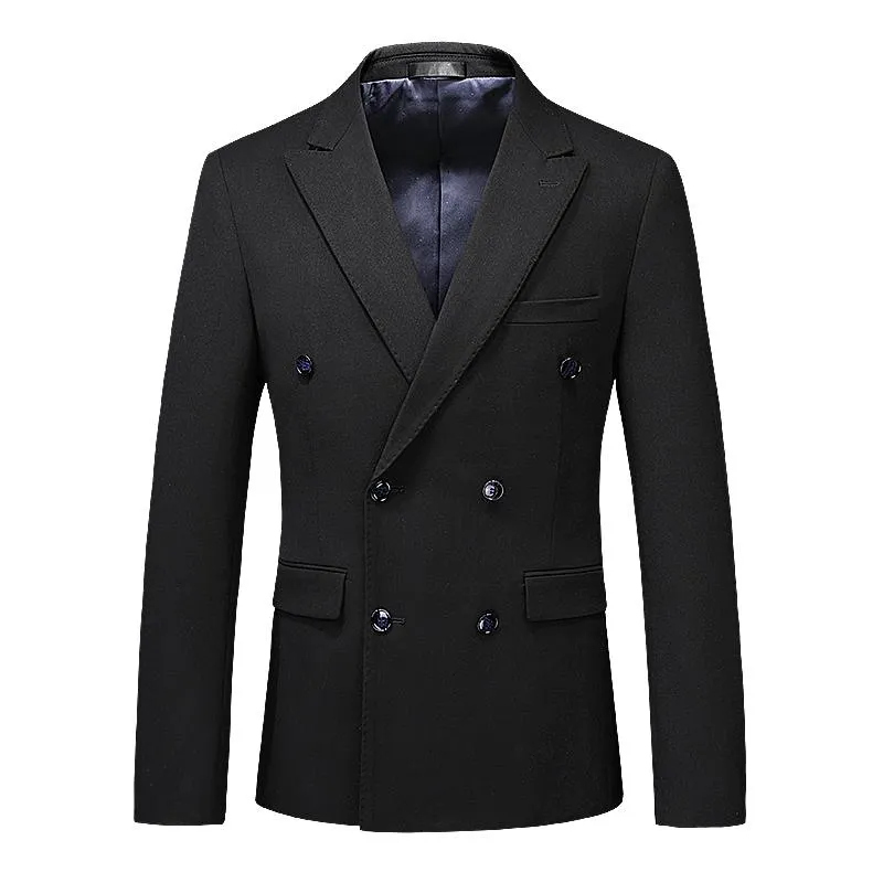 Mäns kostymer blazers (jacka + byxor + väst) svart dubbelbröst 3 stycken brudgum tuxedos för bröllop formell prom kostym fest kväll blazer cust