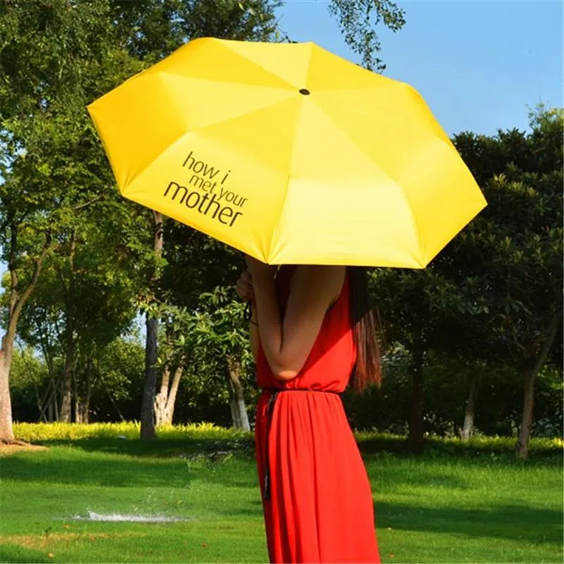 Guarda-chuvas de viagem à prova de vento, à prova d'água e leve guarda-chuva amarelo How I Met Your Mother Dobrável Rain Gear Feminino