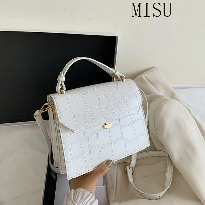 Bolsas de hombro piedra blanco Crossbody para mujeres 2021 Bolso pequeño  bolso PU Cuero Cuero Mano Diseñador de Damas Mujer