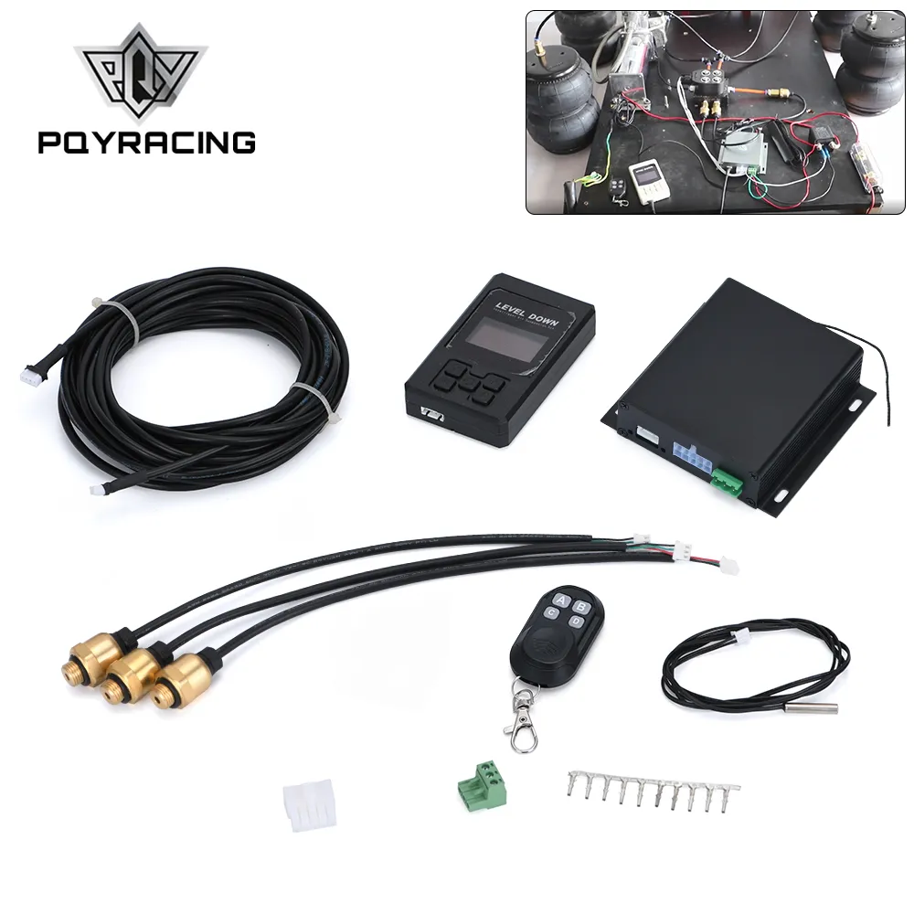 Universal Car Air Ride Zawieszenie Elektroniczne System sterowania z czujnikiem ciśnieniem Support Bluetooth Zdalny przewód sterujący PQY-ESV03-3 / ESV03-5