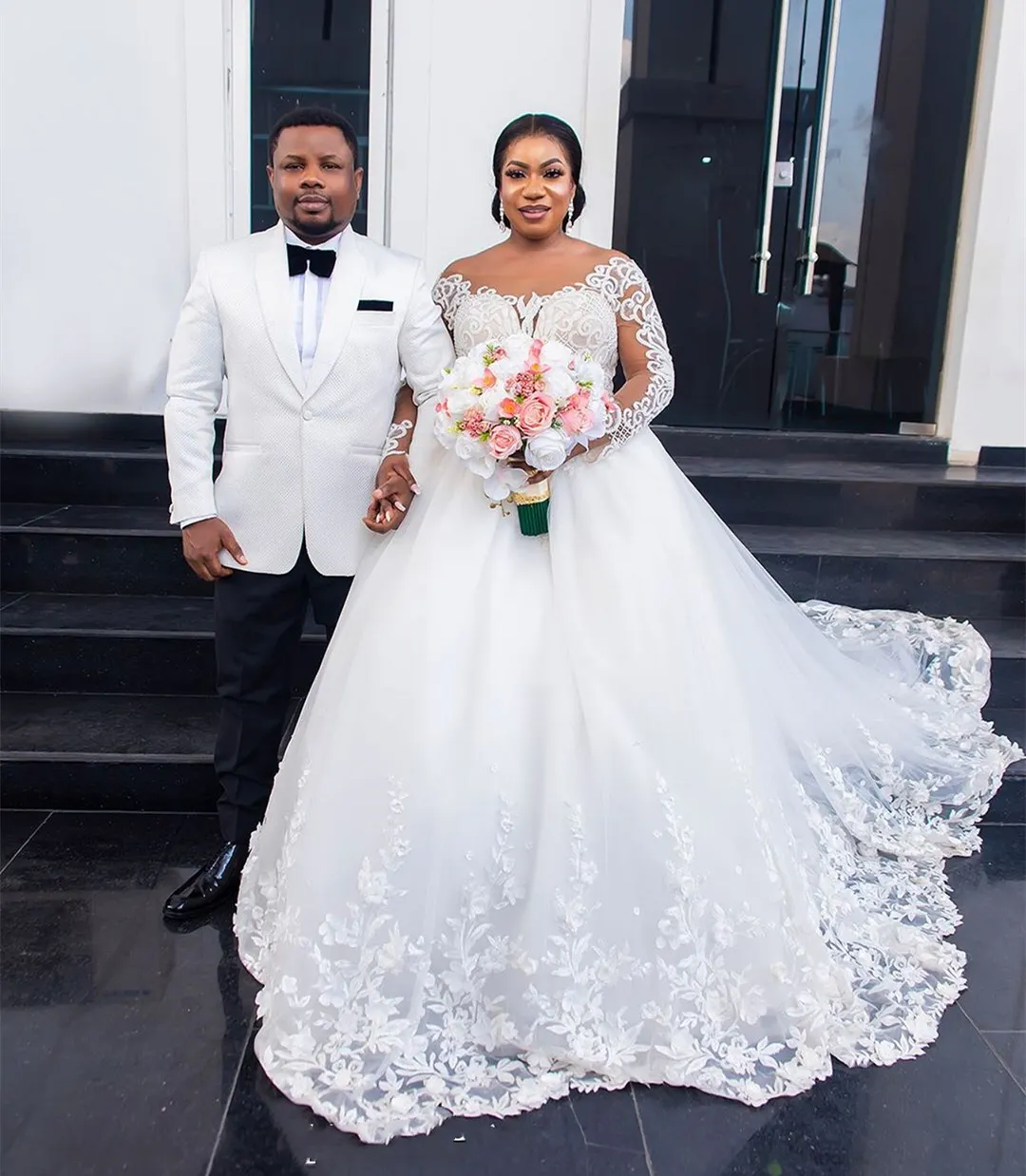 white lace wedding dress