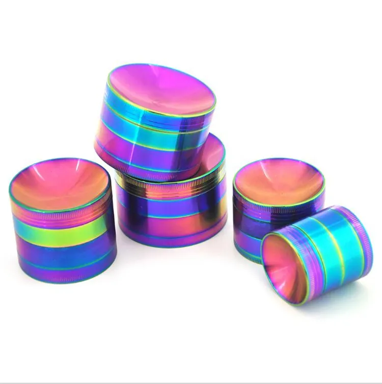 Household Rainbow Herb Grinder zinc alloy grinder can laser logo dazzling color grinder Smoking accessories ZC059