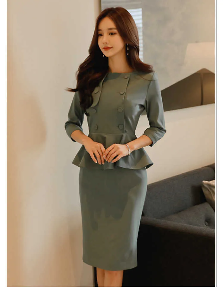 peplum office dress Zoelnic Women's Bodycon Pencil Dress Round Neck 3/4 Sleeve Peplum Wear To Work Office Dress, L, Size: Large, Blue