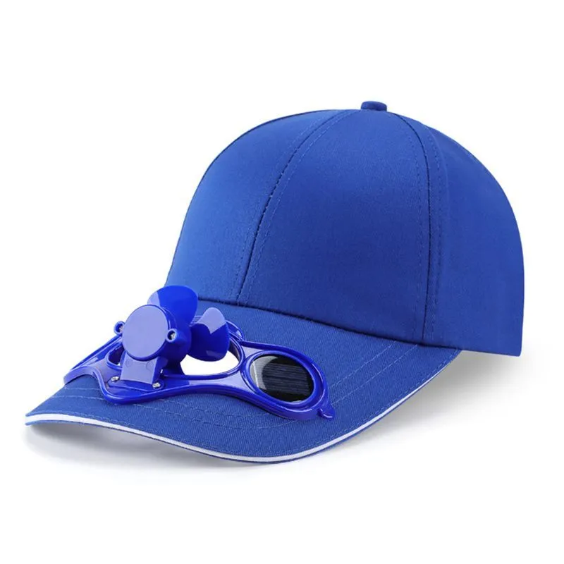 Solar Panel Powered Baseball Cap With Cooling Fan And Peaked Sun