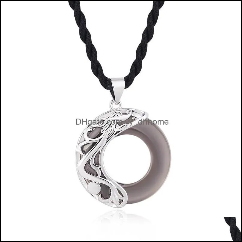 Pendant Necklaces Korean Version Of The Natural Obsidian Necklace Male Retro Hipster Student Simple Fashion Jewelry