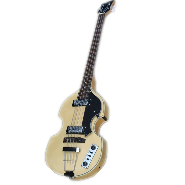 custom made hof 4 strings electric bass guitar,semi hollow body,wood color,maple neck,rosewood fingerboard violin