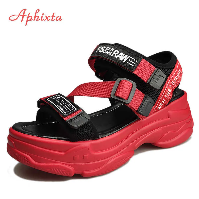 Aphixta 5 cm/1,95 zoll Höhe Flache Plattform Sandalen Dicken Boden Damen Mode Schuhe Frau Y0721