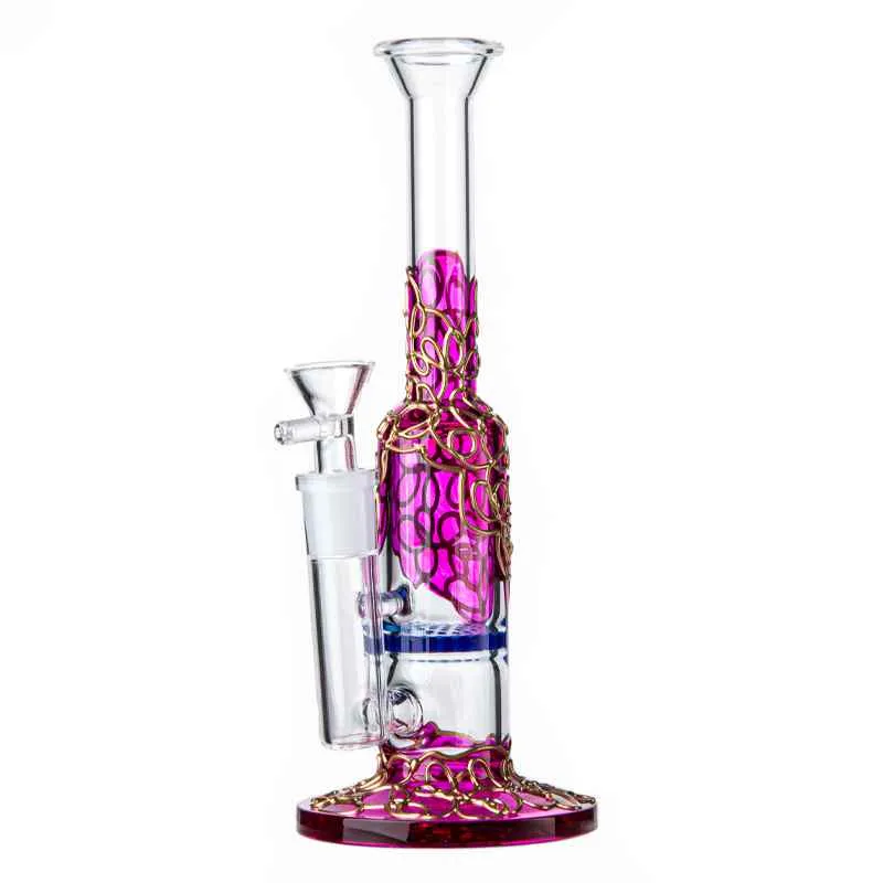 Beecomb Hookahs Perc Percolator Heady Glass Straight Water Pipes Dab Rigs 14mm Joint Glass Bongs WP533