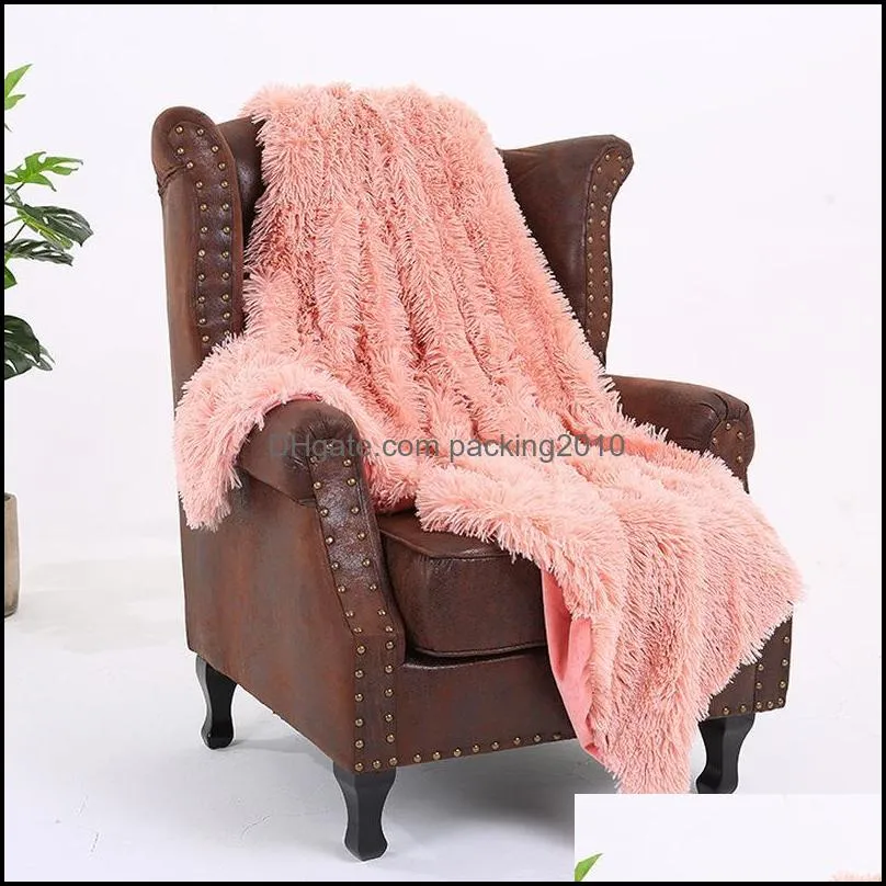 160*200cm Elegant Throw Blanket For Bed Sofa Bedspread Bedding Shaggy Sheet Long Air Conditioning Soft Warm Blankets