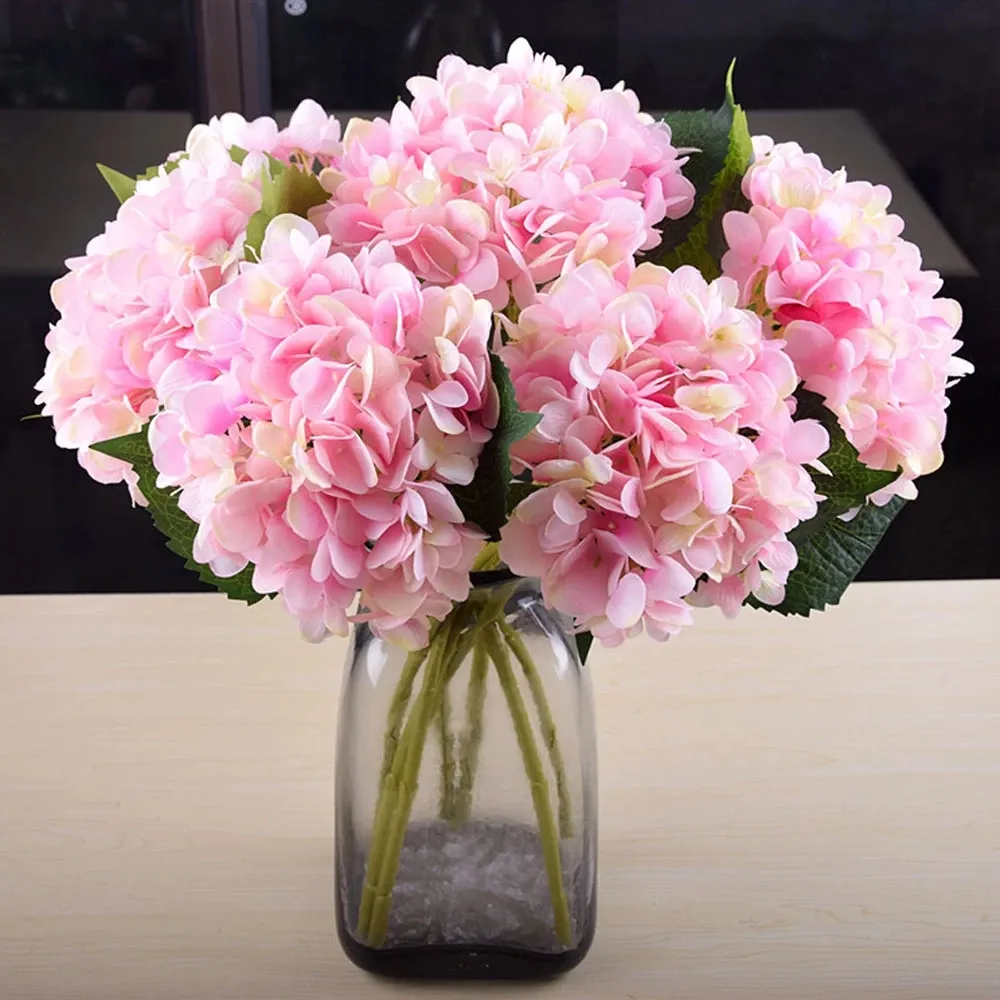 Yapay ortanca çiçek kafa sahte ipek tek gerçek dokunmatik hidransas düğün centerpieces için ev partisi dekoratif çiçekler wll102