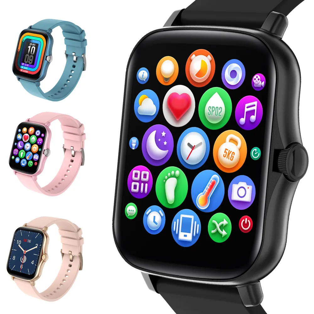 Top1 Smart Watch Bluetooth Call Y20 Uomo Donna 1.7 pollici Full Touch Fitness Tracker 190mAh Batteria lunga Smartwatch
