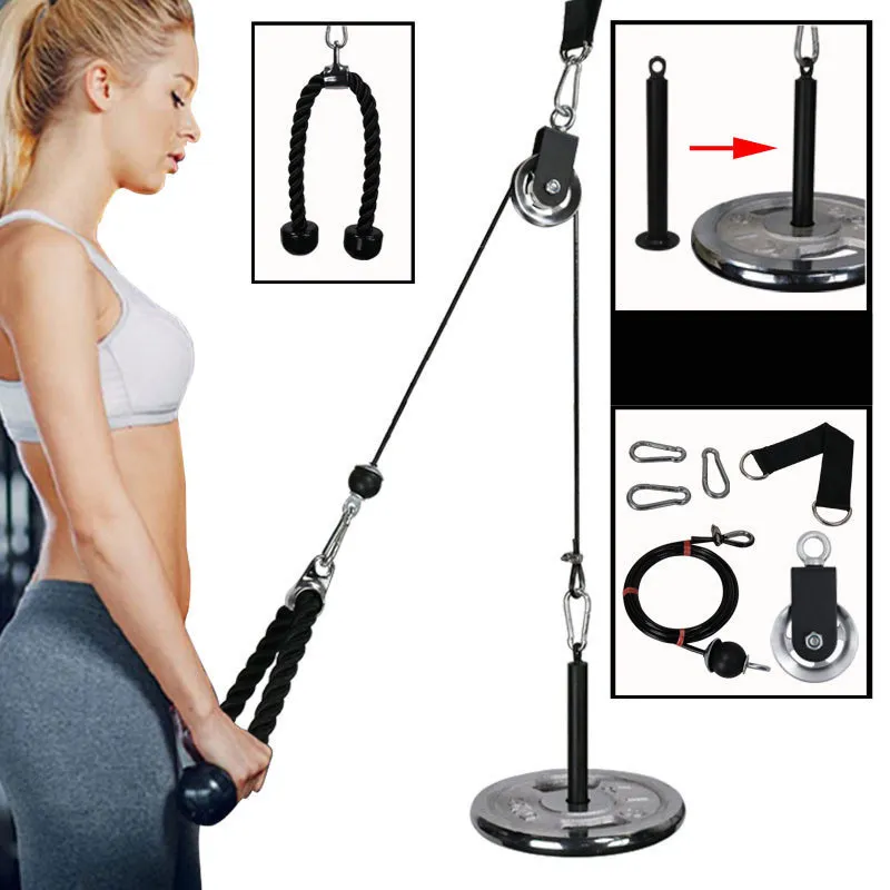 LAT Lift Pulley System Widerstandsband Fitnessstudio Fitnessgeräte Pull-Down-Trizeps-Trainingszubehör Trainingsplattenstift Verstellbarer Bizeps-Curl-Rücken Unterarm Schulter