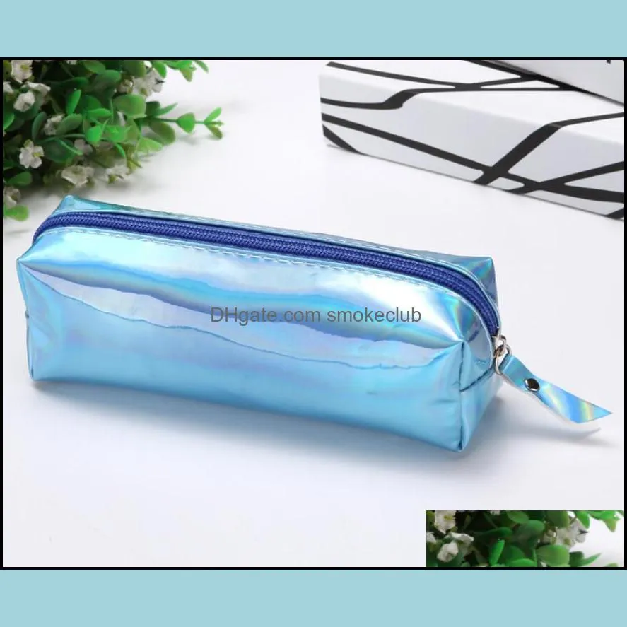 NEW Iridescent Laser Pencil Case Quality PU School Supplies Stationery Gift Pencilcase School Cute Pencil Bag Box School Tools Free