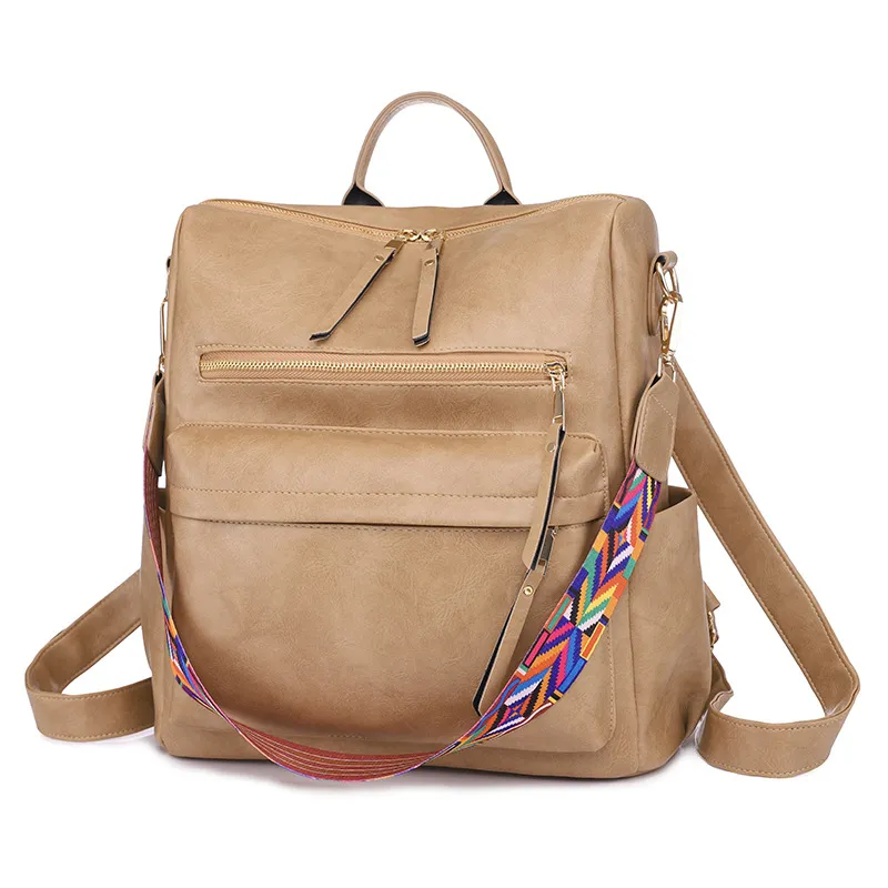Aztec PU Backpack Cowhide Faux Leather Shoulder Backpacks Sunflower Print Girl School Bag DOMIL106-1404
