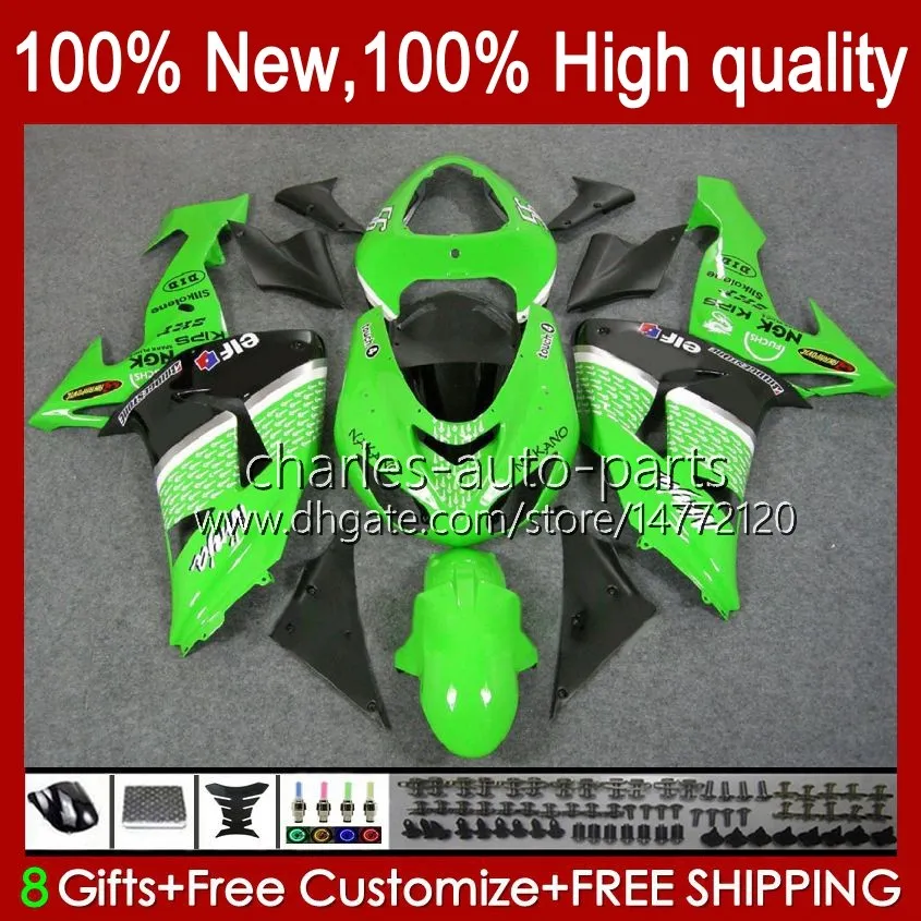 OEM KAYWORK FÖR KAWASAKI NINJA ZX1000 ZX-10R ZX1000CC 06-07 MOTO BODY 14NO.11 ZX 10R 10 R 1000 CC 1000CC 2006 2007 ZX10R 06 07 ZX1000C 2006-2007 Fairings Green Black