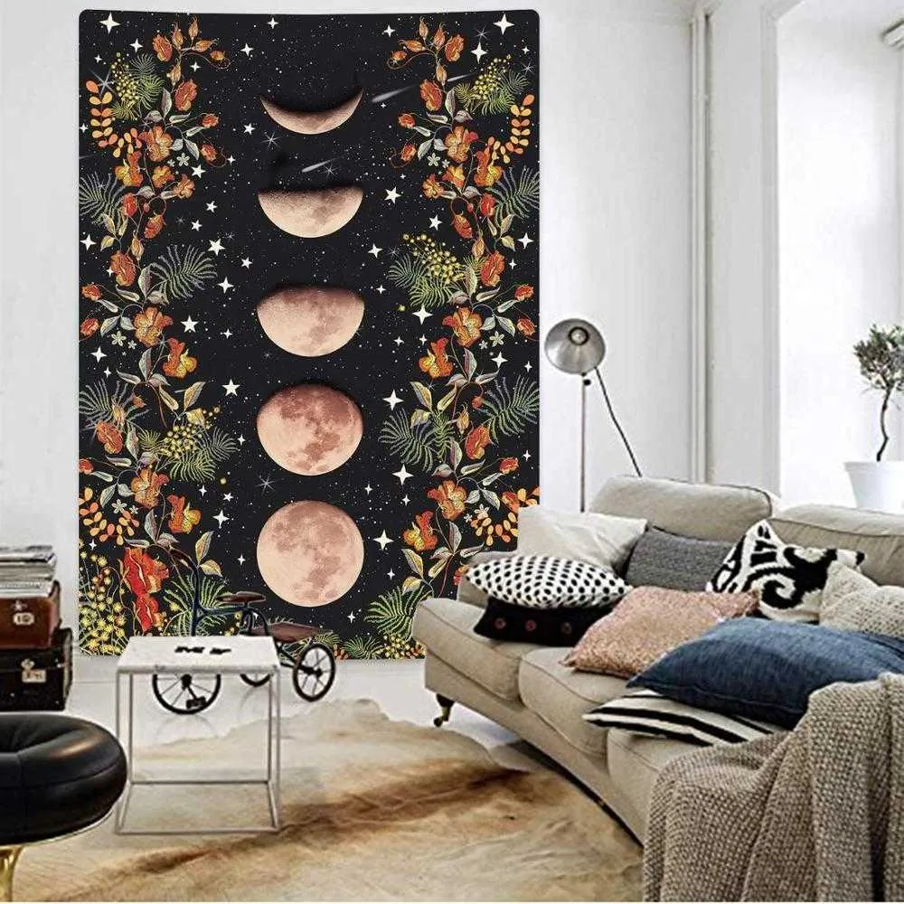 Moon Trippy Wandteppiche – Schwarz Weißes Psychedelisches Wandbehangtuch  Für Schlafzimmerdekoration, S/M/L Von 13,66 € | DHgate, image size:1000x1000