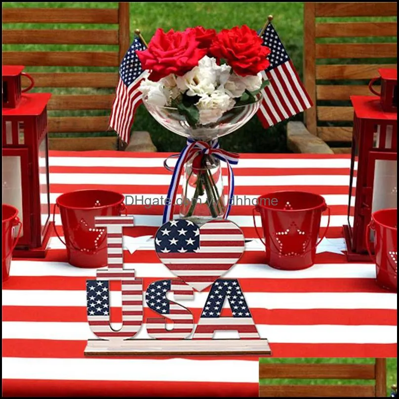 Independence Day Home Table Decoration Election Patriotic Wooden Decorative Plaque 4th July Dinner Ornament KDJK2105