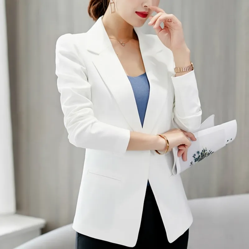 Blazer e giacche da donna Solid Pink White Black Suit Office Work Ladies Jacket Donna Autunno manica lunga Slim Blazer Donna B657 210602