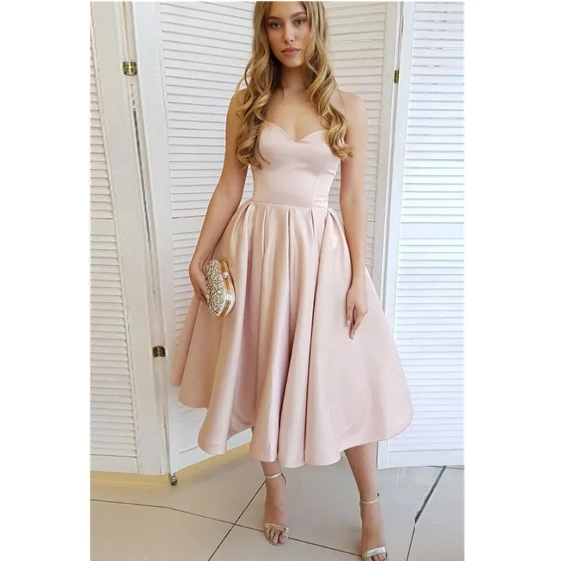 Little Dusty Pink Cocktail Party Dresses With A Line Sleeveless Ruffles Short Prom Homecoming gowns Custom