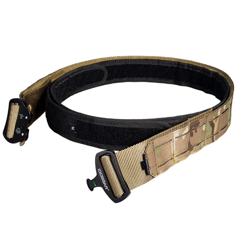 CS Outdoor Ceintures tactiques de soutien de la taille de 2 pouces Ceinture de combat découpée au laser Ceinture extérieure intérieure Multicam MOLLE Ceinture