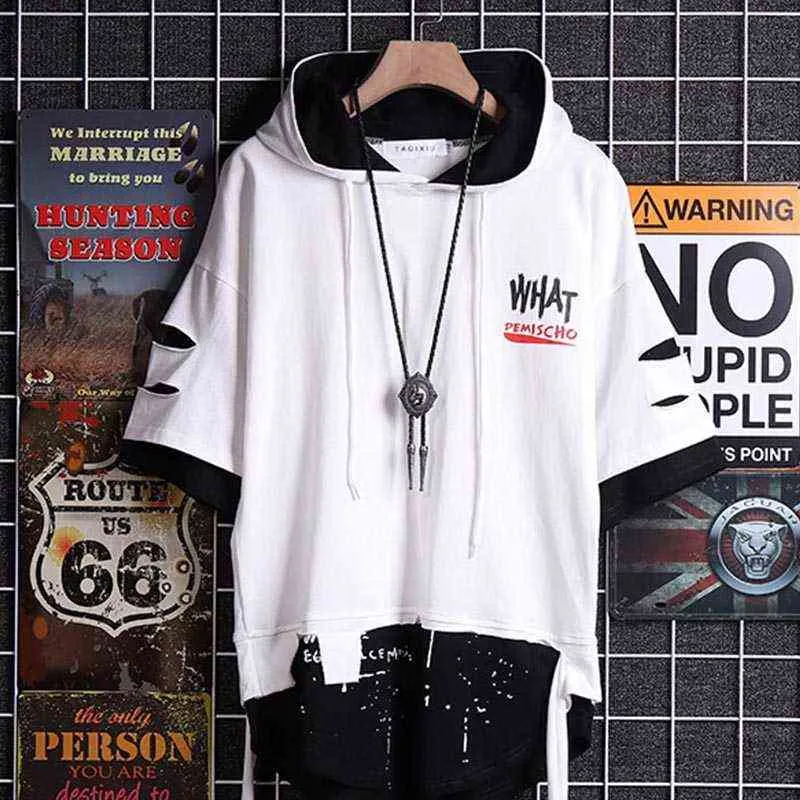 Hip hop hooded t shirt online