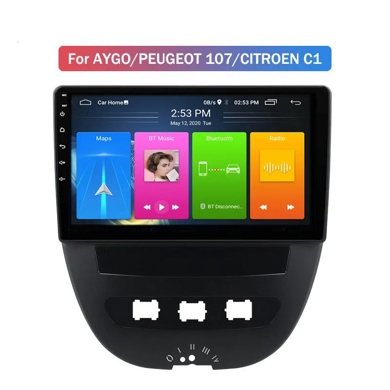 China fornecedor Android estéreo carro DVD player para Aygo Peugeot 107 Citroen C1 com GPS